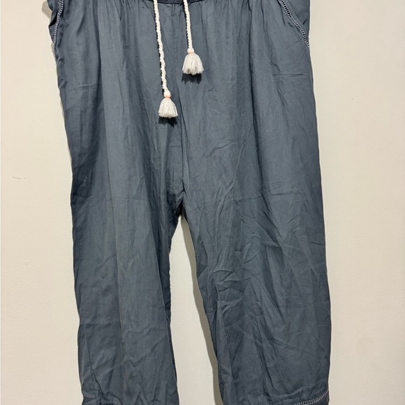 Pact Pants - PACT Women's Pants, Pull On Drawstring Wide Leg Gray Cropped, Size XXL Cotton